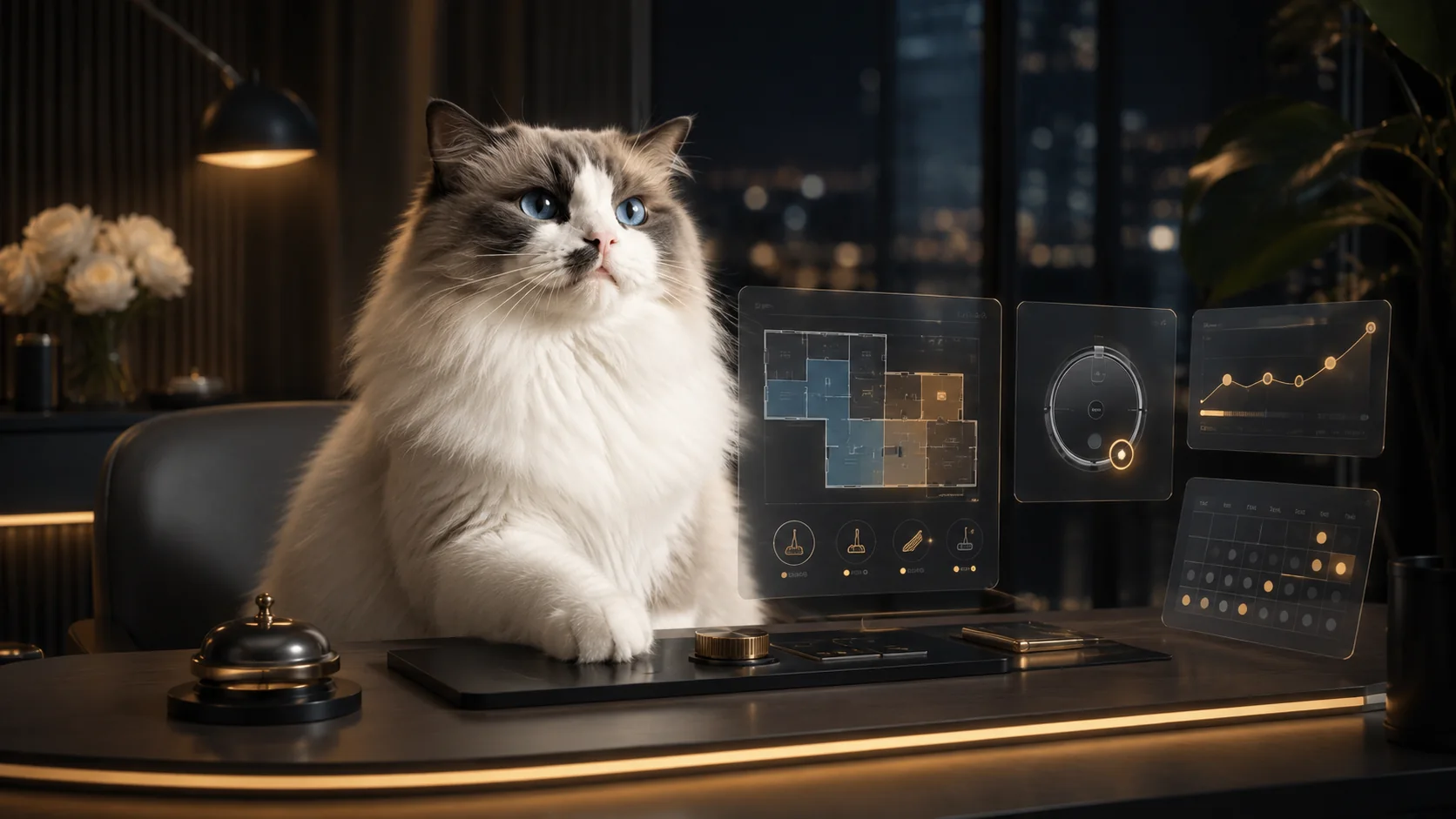 Кот-рагдолл следит за разработкой Cat Cleaning Bot